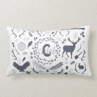 Personalized Woodland Baby Boy Nursery Decor Lumbar Pillow
