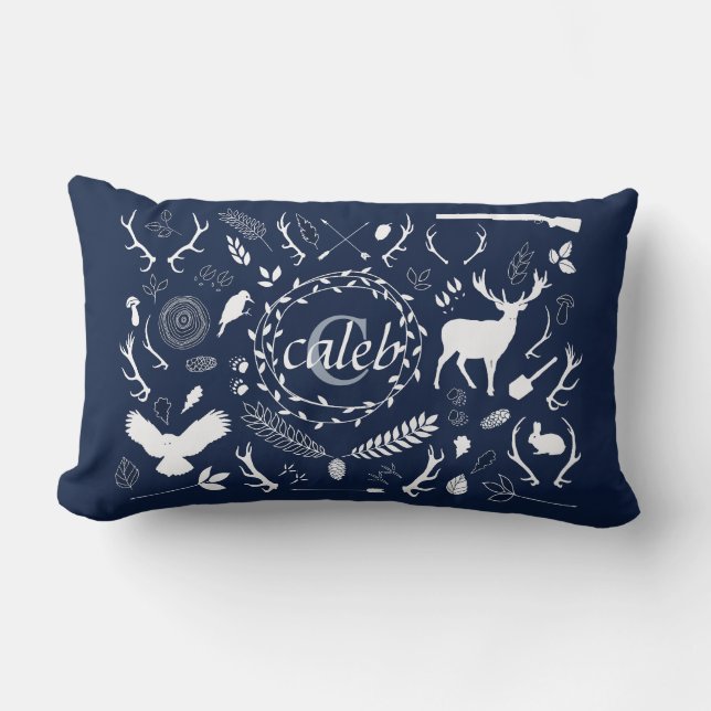 Personalized Woodland Baby Boy Nursery Decor Lumbar Pillow (Front)