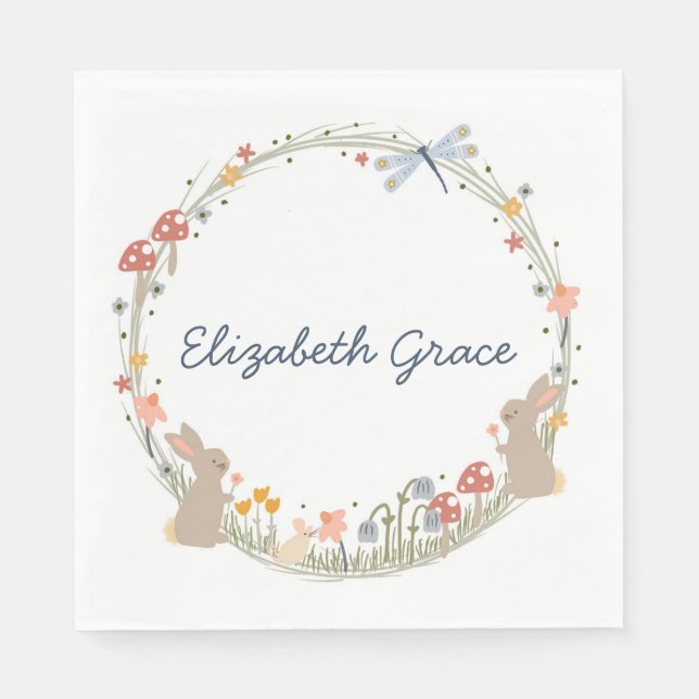 Personalized Woodland Baby Shower Napkins (Front)