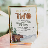 Personalized Woodland Bear Boys 2nd Birthday