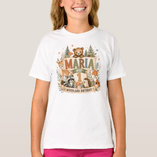 Personalized Woodland Birthday Animals Name and Ag T-Shirt