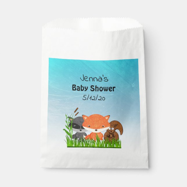 Personalized Woodland Creatures Baby Shower Bag (Front)