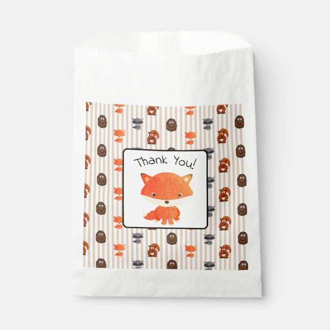 Personalized Woodland Creatures Baby Shower Bag (Front)