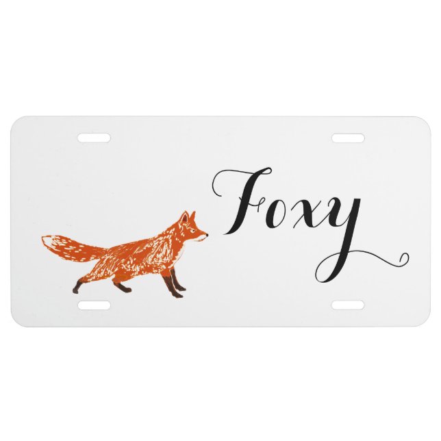 Personalized Woodland Creatures Foxy License Plate (Front)