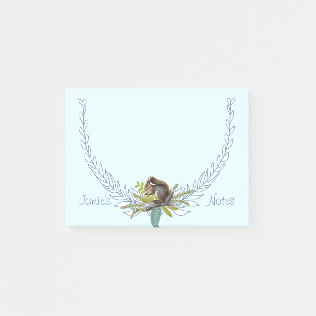 Personalized Woodland Creatures Squirrel Post-it Notes (Front)