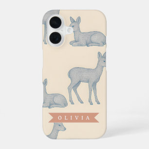 Personalized Woodland Deer Pattern Rustic Nature iPhone 16 Case