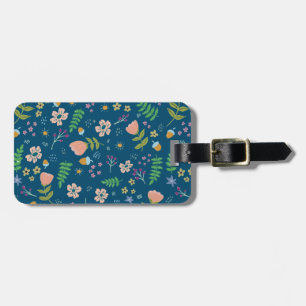 Personalized Woodland Floral Navy Blue Luggage Tag