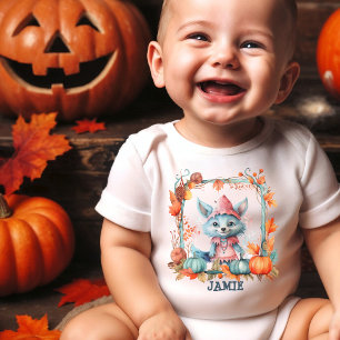 Personalized Woodland Fox Baby Halloween Bodysuit