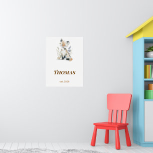 Personalized Woodland Fox Nursery Name Print