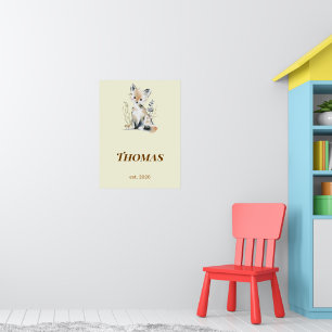Personalized Woodland Fox Nursery Name Print
