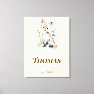 Personalized Woodland Fox Nursery Name Print