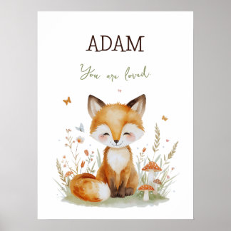 Personalized  Woodland Fox -You are Loved   Poster