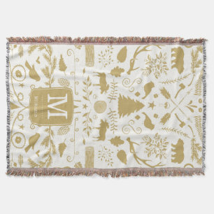 Personalized Woodland Holiday Throw Blanket