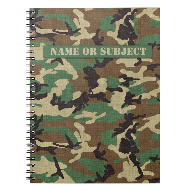 Personalized Woodland Military Camouflage Notebook (Front)