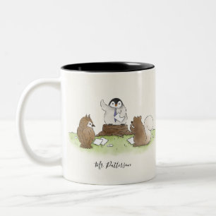 Personalized Woodland Penguin Teacher Gift Two-Tone Coffee Mug
