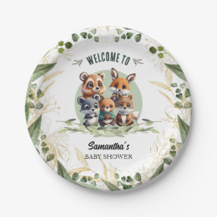 Personalized Woodland Wonders Baby Shower Paper Plate