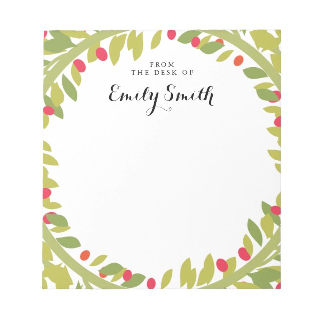 Personalized Woodland Wreath Notepad (Front)
