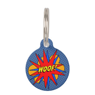 Personalized Woof Comic Burst Dog Tag