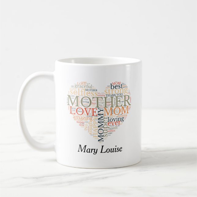 Personalized Word Cloud Mother's Day  Coffee Mug (Left)