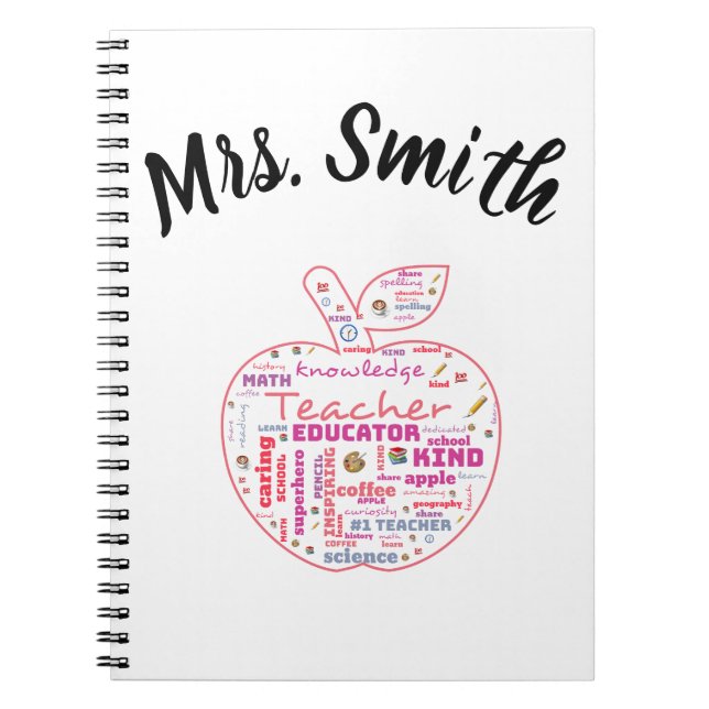 Personalized Wordart Teacher's Notebook (Front)