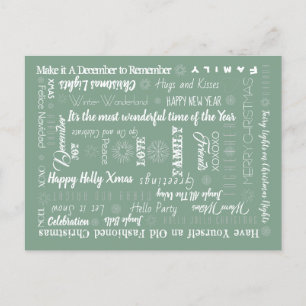  Personalized Words Best Wishes Holiday Postcard