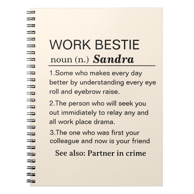 Personalized Work Bestie Definition Notebook (Front)