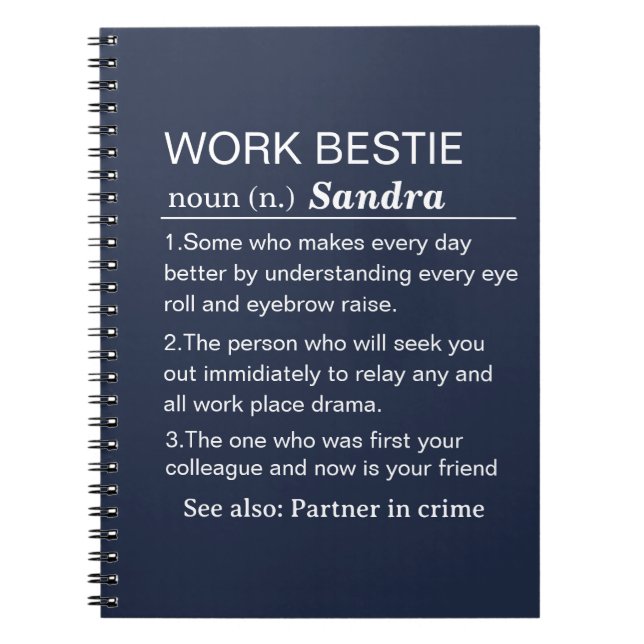 Personalized Work Bestie Definition Notebook (Front)