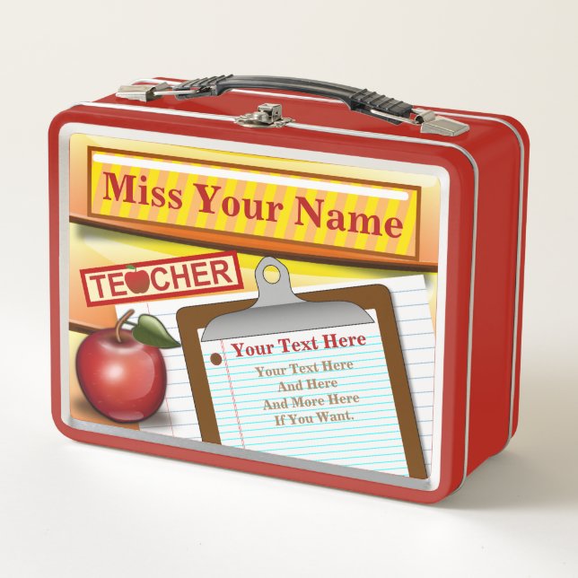 Personalized World Class Teacher Metal Lunchbox (Front)