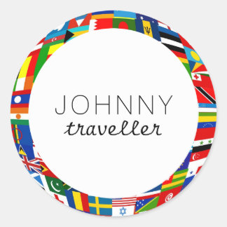 Personalized World Flags Classic Round Sticker