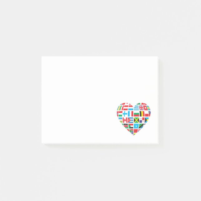 Personalized World Flags with Heart Shape Post-it Notes (Front)