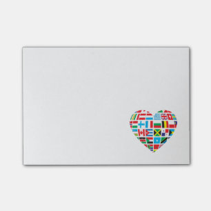 Personalized World Flags with Heart Shape Post-it Notes