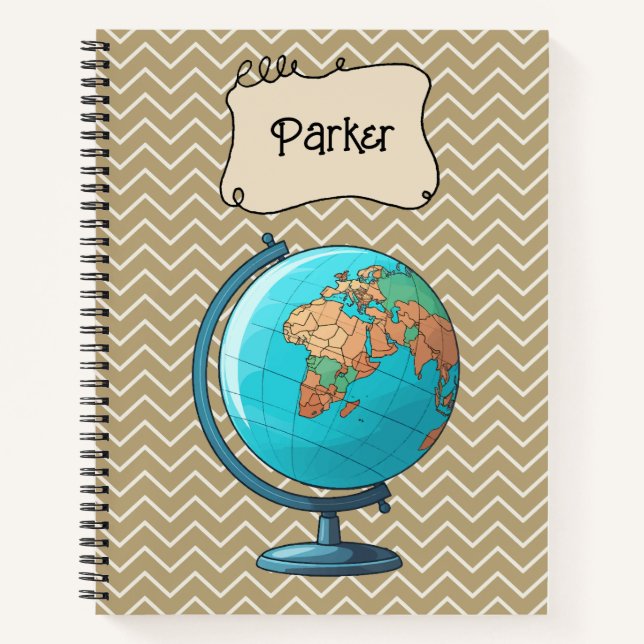 Personalized World Globe Student Notebook (Front)