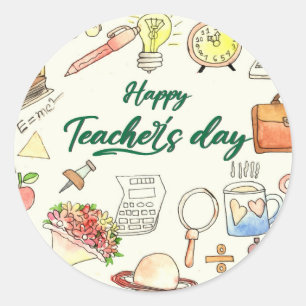 Personalized World Teachers Day Classic Round Sticker
