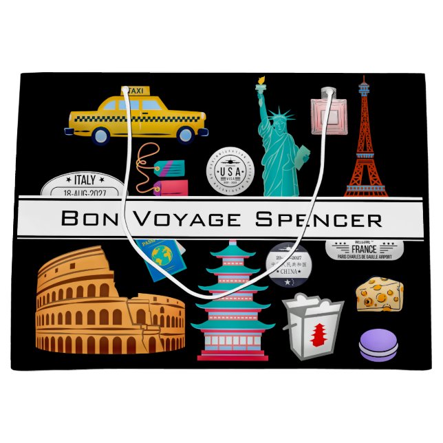 Personalized World Travel Large Gift Bag (Front)