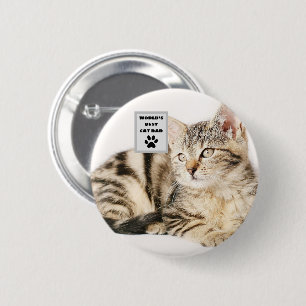 Personalized World's Best Cat Dad Custom Photo 2 Inch Round Button