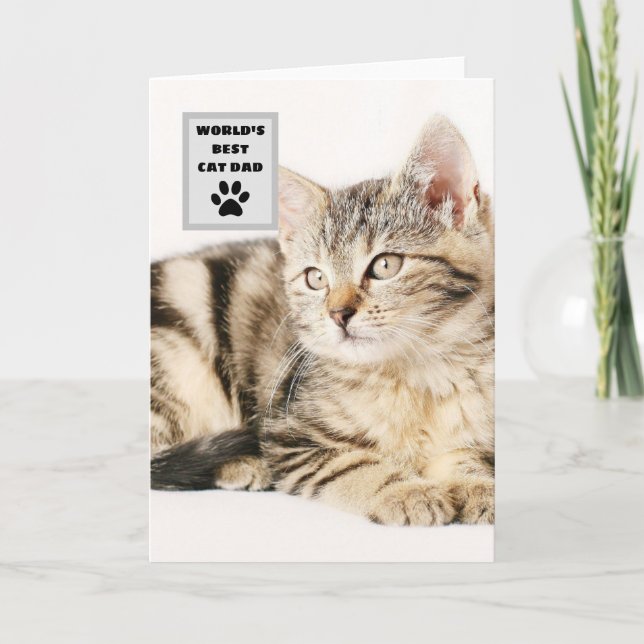 Personalized World's Best Cat Dad Custom Photo Card (Front)