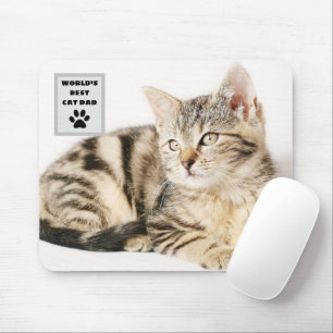 Personalized World's Best Cat Dad Custom Photo Mouse Pad