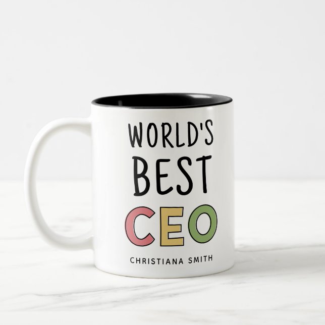 Personalized World's Best CEO Two-Tone Coffee Mug (Left)