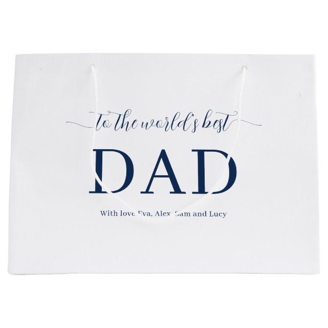 Personalized World's Best Dad Ever Bundle Set Large Gift Bag (Front)