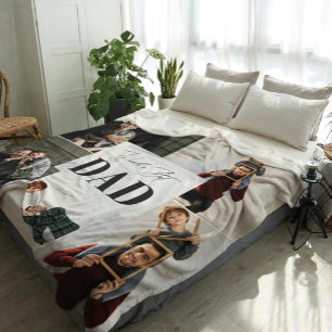 Personalized World's Best Dad Photo Collage  Fleece Blanket