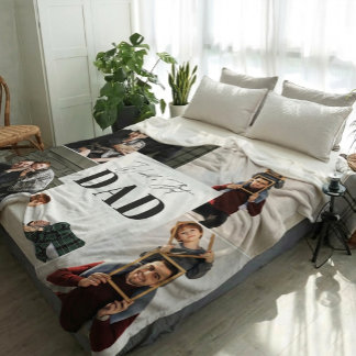 Personalized World's Best Dad Photo Collage  Fleece Blanket