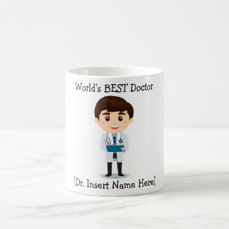 Personalized World's BEST Doctor, Brunette Male Coffee Mug