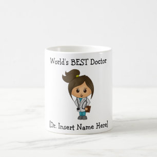 Personalized World's Best DOCTOR, Cute Female Coffee Mug
