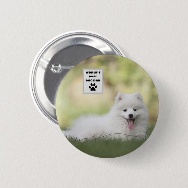 Personalized World's Best Dog Dad Custom Photo 2 Inch Round Button (Front & Back)