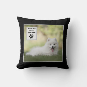 Personalized World's Best Dog Dad Custom Photo Throw Pillow