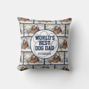 Personalized Worlds Best Dog Dad Photo Throw Pillow