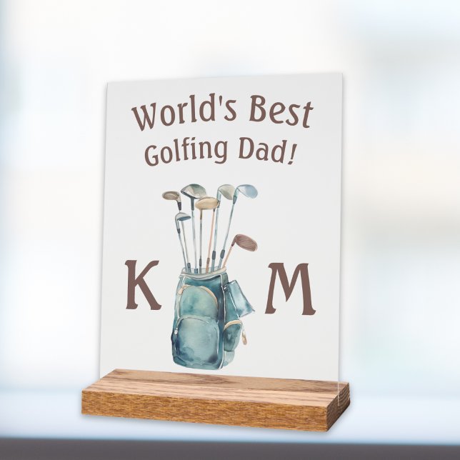 Personalized World's Best Golf Dad Monogram Acrylic Sign (Creator Uploaded)