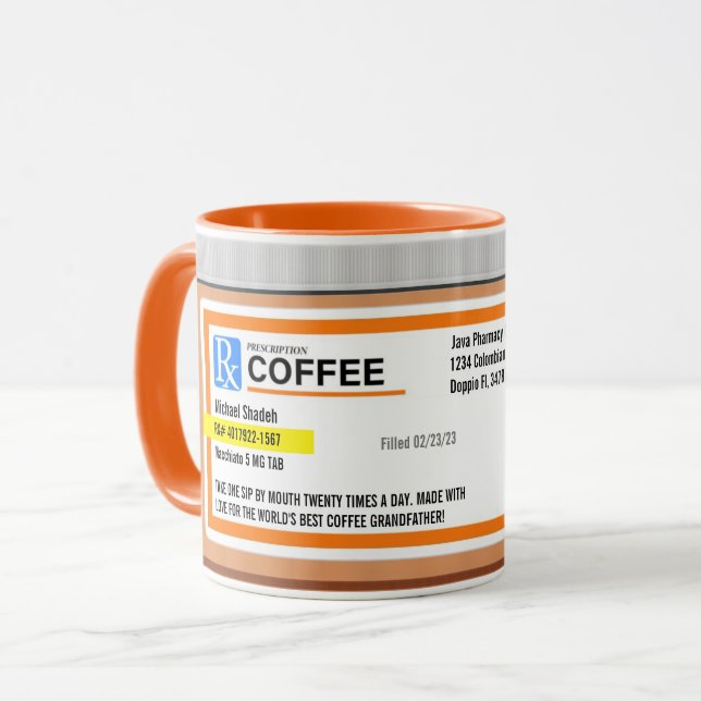 Personalized World's Best Grandfather Prescription Mug (Front Left)