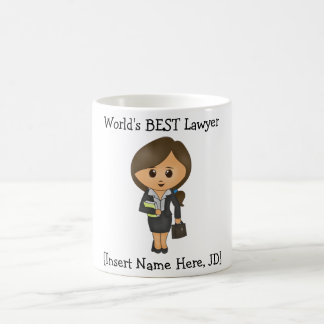 Personalized World's BEST Lawyer, Brunette Female Coffee Mug