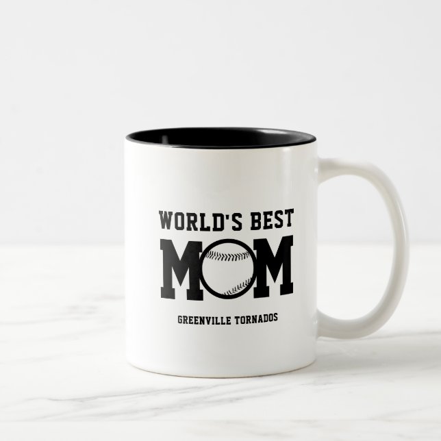 Personalized Worlds Best Mom Baseball Team Mom Mug (Right)